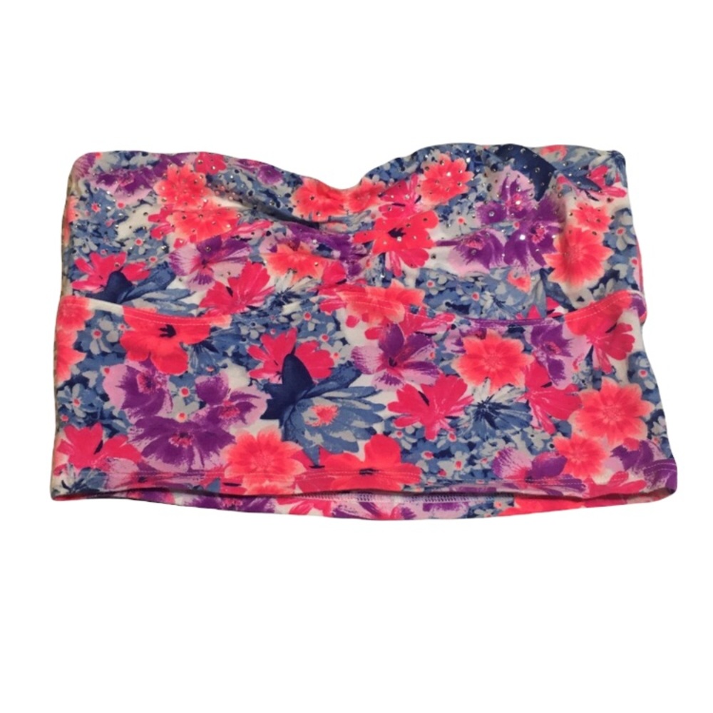 Pink Victoria’s Secret Floral Crop Top Bandeau Size Small